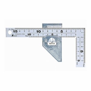 シンワ測定 曲尺 厚手広巾 シルバー 15cm裏表 同目 8段 曲尺用金属製ストッパー付 12485【送料無料】