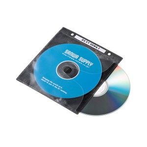 （まとめ）サンワサプライ DVD・CD不織布ケース（リング穴付・ブラック） FCD-FR100BKN【×5セット】（代引不可）