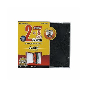 （まとめ）エレコム Blu-ray／DVD／CDケース（標準／PS／2枚収納） CCD-JSCNW5BK【×10セット】（代引不可）