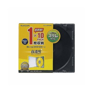 （まとめ）エレコム Blu-ray／DVD／CDケース（スリム／PS／1枚収納） CCD-JSCS10CBK【×10セット】（代引不可）