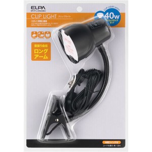 （まとめ買い） ELPA クリップライト 40W 長尺アーム ブラック SPOT-LCR40（BK） 【×5セット】（代引不可）