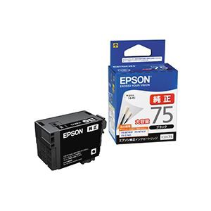 （まとめ） エプソン EPSON インクカートリッジ ブラック 大容量 ICBK75 1個 【×3セット】（代引不可）