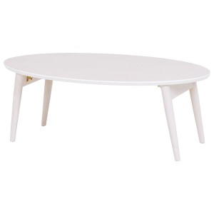 折りたたみテーブル/ローテーブル 【楕円形/幅90cm】 ホワイトウォッシュ 木製 MT-6925WS（代引不可）