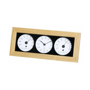 (まとめ)EMPEX 置き掛け兼用 時計 リビウッディ温・湿クロック LV-4300 ナチュラル【×2セット】（代引不可）