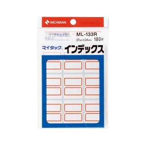 （まとめ） ニチバン マイタック インデックス 紙ラベル 大 27×34mm 赤枠 ML-133R 1パック（180片：9片×20シート） 【×30セット】（代