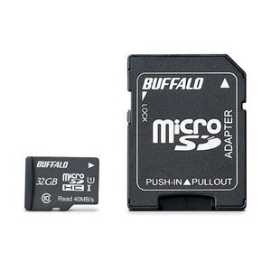 バッファロー UHS-I Class1 microSDHCカード SD変換アダプター付 32GB RMSD-032GU1SA（代引不可）