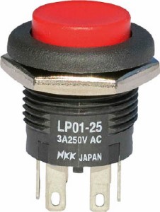 ＮＫＫスイッチズ 低背形押ボタンスイッチ ＬＰ ボタン赤 2極ＯＮ−（ＯＮ）【LP01-25CCKNS1R】(電気・電子部品・スイッチ)