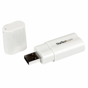 StarTech ZSTEC USBオーディオ変換アダプタ　USB 2.0 外付けサウンドカード　1x USB A オス ー2x 3.5mmミニジャック メス 　ホワイト ICU