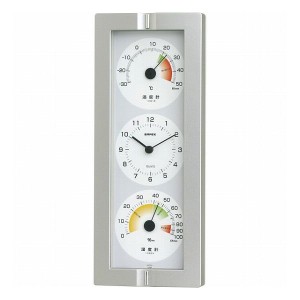 エンペックス 生活管理温度・湿度・時計 シャインシルバー TQ-2440 室内装飾品 温湿度計 壁掛け温湿度計(代引不可)【送料無料】