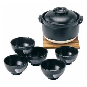 御飯炊き鍋 飯碗付 CHO‐I‐006 和陶器 陶器鍋 土鍋セット(代引不可)【送料無料】