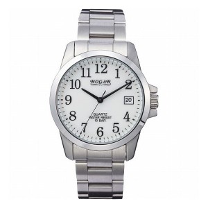 ロガール メンズ腕時計 ホワイト文字盤 RO-059M-RS 装身具 紳士装身品 紳士腕時計(代引不可)【送料無料】