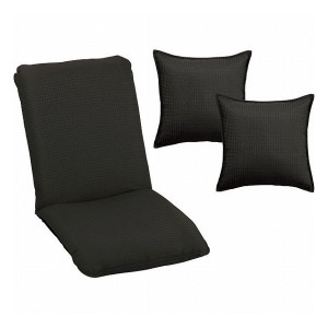 座椅子・クッション2個セット ブラック ワッフルL・S(BK) 木製品・家具 ソファ・座椅子 肘なし座椅子(代引不可)【送料無料】