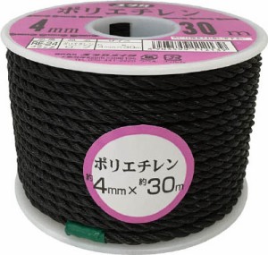 ユタカ ロープ PEカラーロープボビン巻 4mm×30m ブラック RE24