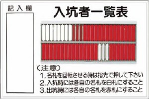 ツクシ 標識 「入坑者一覧表 50人用」 80A【送料無料】