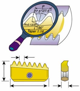 ＮＯＧＡ ミルスレッドＢＳＰＴねじ用チップ【12-19BSPT MT-7】(ねじ切り工具・工作機用ねじ切り工具)【送料無料】