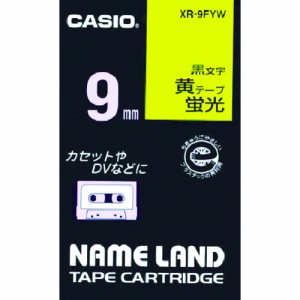 カシオ ネームランド用蛍光黄色テープに黒文字9mm XR9FYW