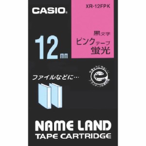 カシオ ネームランド用蛍光ピンク色テープに黒文字12mm XR12FPK