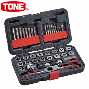 TONE トネ タップ&ダイスセット TDS400 ねじ切り工具 切削工具 ねじ山修正工具 工具【送料無料】