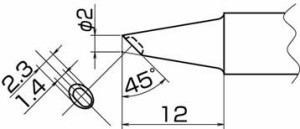 白光 こて先 2ＢＣ型 溝付 はんだメッキ 1ｍｍ【T20-BCM2】(はんだ・静電気対策用品・ステーション型はんだこて)