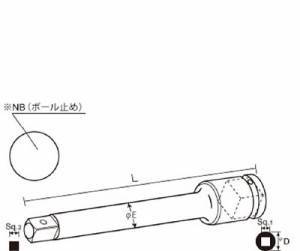 ナック エクステンションバー 差込角12．7ｘ100Ｌ【410E】(レンチ・スパナ・プーラ・インパクト用アタッチメント)