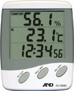 Ａ＆Ｄ 時計付き温湿度計 外部センサー付き【AD5680】(計測機器・温度計・湿度計)【送料無料】