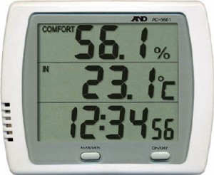 Ａ＆Ｄ 時計付き温湿度計【AD5681】(計測機器・温度計・湿度計)【送料無料】