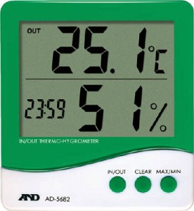 Ａ＆Ｄ 時計付き内外温度・湿度計【AD5682】(計測機器・温度計・湿度計)【送料無料】