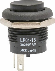 ＮＫＫスイッチズ 低背形押ボタンスイッチ ＬＰ ボタン黒 単極ＯＮ−（ＯＮ）【LP01-15CCKNS1K】(電気・電子部品・スイッチ)