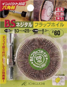 ＢＳ ネジタル−フラップホイル（六角軸） 30Ｘ25／6．3 ＃60【50505】(研削研磨用品・フラップ軸付ホイール)