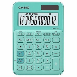 カシオ 電卓 12桁 (ミントグリーン)CASIO カラフル電卓 ミニジャストタイプ MW-C20C-GN