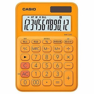 カシオ 電卓 12桁 (オレンジ)CASIO カラフル電卓 ミニジャストタイプ MW-C20C-RG