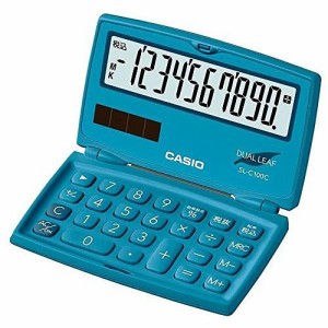 カシオ 電卓 10桁 (レイクブルー)CASIO カラフル電卓 折りたたみ手帳タイプ SL-C100C-BU