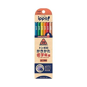 トンボ鉛筆 鉛筆 ippo! 低学年用かきかたえんぴつ 2B 三角軸 ナチュラル MP-SENN04-2B 1ダース