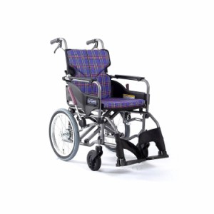 カワムラサイクル モダンAstyle 背折れ介助用 KMD-A16-40-SH 紫チェック(A11) 座幅40-前座47cm 車いす 車椅子 車イス キャリー 車 移動 