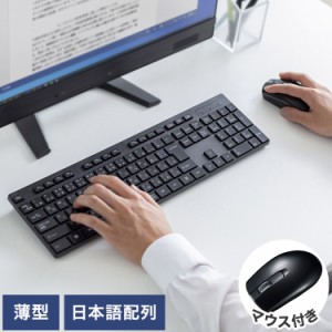 サンワサプライ 静音マウス付ワイヤレスキーボード ワイヤレスキーボード コンパクト 薄型キー アイソレーションキーボード LED テンキー