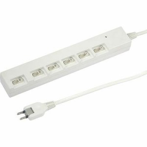 YAZAWA(ヤザワ) 横差し個別スイッチ付節電タップ 6個口 2m 白 (Y02YBKS662WH)【送料無料】