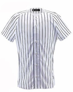 デサント（DESCENTE） ユニフォームシャツ フルオープンシャツ（ピンストライプ） DB7000 カラー Sホワイト×ネイビー サイズ M【送料無