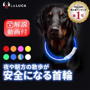 首輪 犬 おしゃれ 光る首輪 LED ライト USB充電式 小型犬 中型犬 大型犬 夜 散歩 安全 サイズ調整 LaLUCA 送料無料