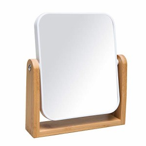 YEAKE 鏡 卓上 ミラー かがみ 拡大鏡 360度回転できる天然木製ベースの化粧鏡、倍率は1 X/3 Xの拡大鏡&両面鏡です&スタンドミラー