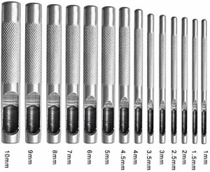 14本 革 穴あけポンチ ハトメ抜き 丸形 円型 打ち具 ベルトポンチ 工具 穴あけ革 穴あけパンチ 打ち抜きポンチ レザークラフト DIY ポ