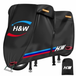 2024年新版H&W バイクカバー 420D厚手 防水・耐熱・溶けない 大型/原付対応 汎用 破れにくい UVカット紫外線防止 バイク用車体カバ