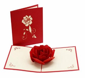 グリーティングカード ローズ バレンタインカード 記念日カード メッセージカード 立体ポップアップカード 誕生日カード 感謝状 彼氏彼女