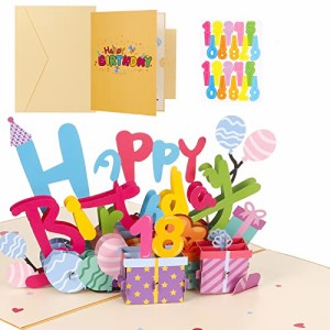 Hitchlike バースデーカード 誕生日カード 3D 立体 可愛い DIY番号付き メッセージカード グリーティングカード 誕生日 ポップア