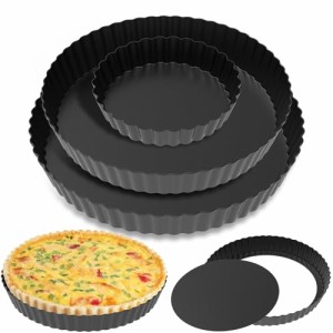 3PCS タルト型 底取れ式 12、20、22cm 製菓用品 ストロングコート キッシュ型 ケーキ型 ピザ焼き型