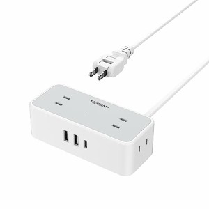 TESSAN 延長コード タイプc付き 2M 電源タップ type c コンセントタップ 4個AC口 １USB-Cポート 2USB-Aポート テ