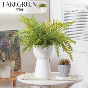フェイクグリーン シダ セラミックポット付き 人工観葉植物 造花 おしゃれ インテリア 緑 アート 枯れない 水やり不要 お手入れ簡単 室内