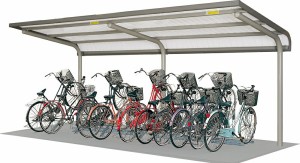 タクボ　サイクルポート　自転車置場　屋外　片流タイプ　2段ラック対応型  ＳＰ１１ＬＢＨＵ−Ｋ 【埋め込み柱：基本棟：柱間2,250ミリ