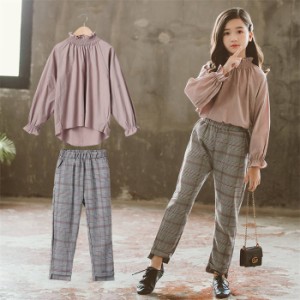 子供服 セットアップ 女の子 韓国風 キッズ 長袖 春服 スーツセット 2点セット パンツセット 長パンツ Tシャツ フォーマル フリル