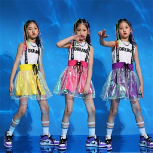 ダンス服 女の子 セットアップ 子供服 韓国風  ジャズダンス スパンコール ダンス着 ステージ 幼稚園 ストリートダンス トップス Tシャツ