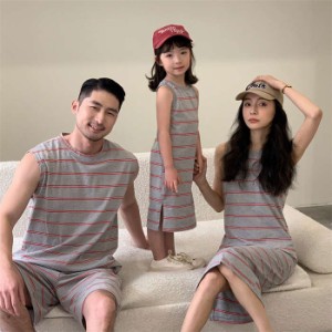 親子 ペアルック 親子セット ワンピース Ｔシャツ ショートパンツ パジャマ セットアップ 親子ペア 親子お揃い リンクコーデ ノースリー